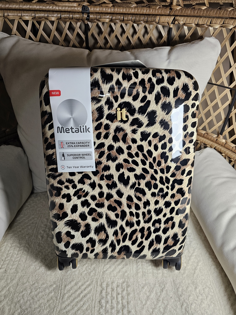 19" It Luggage Metalik Leopard Print Carry-On Luggage - Beige/Black 19" Suitcase